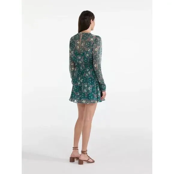 Saloni Blythe B Silk Dress in Opaline Vert UK 12, US 8